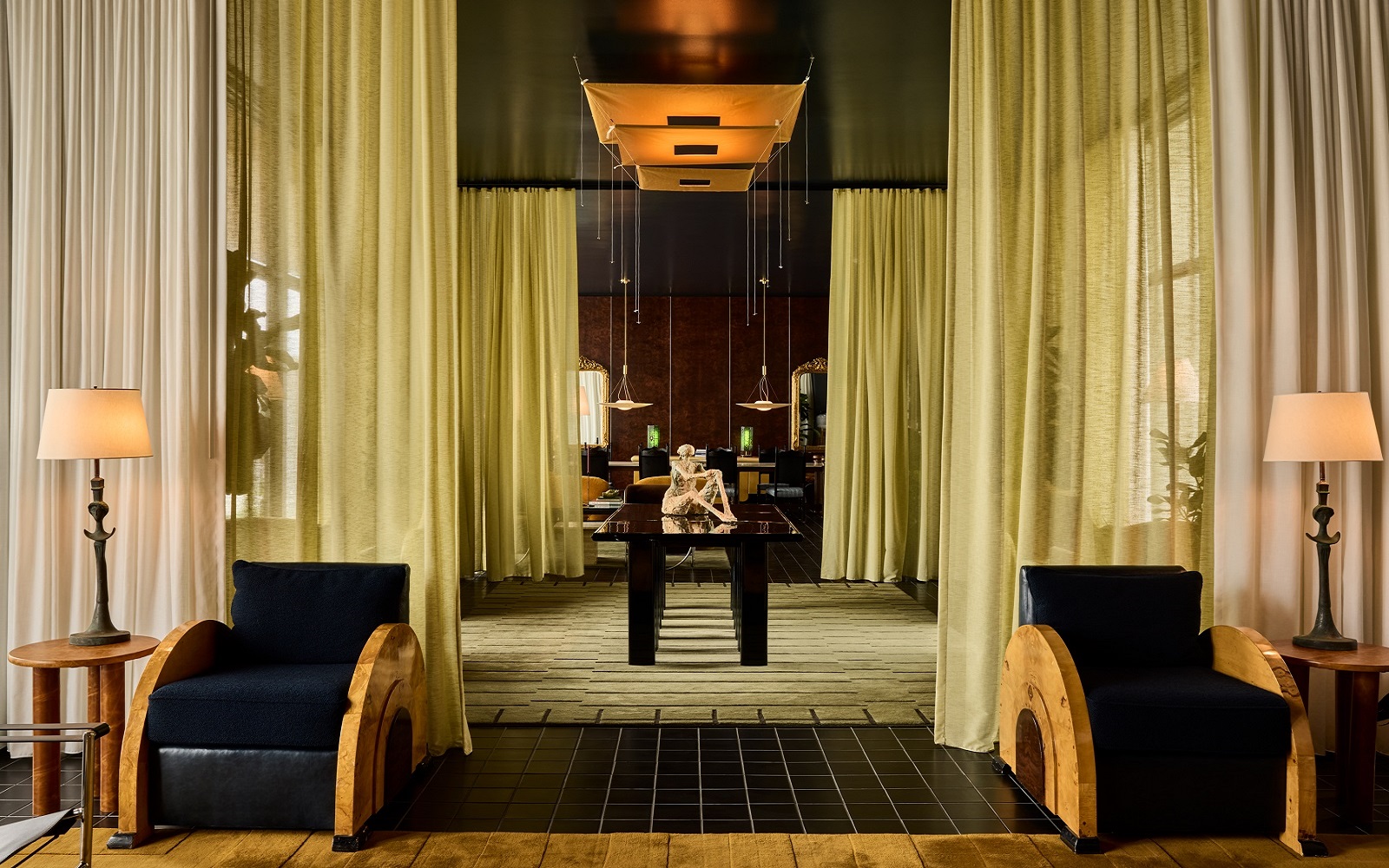 lobby lounge and seating with side drapes in Hotel Saint Augustine