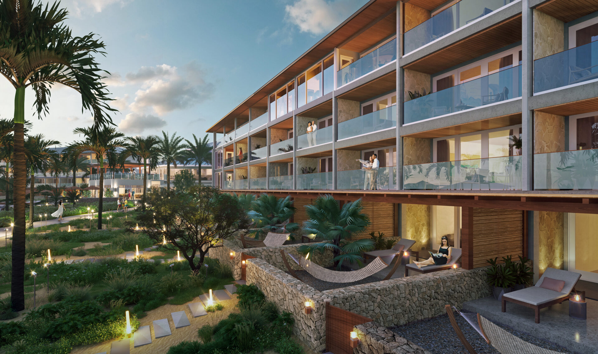 Balcony render of the Salterra resort and spa