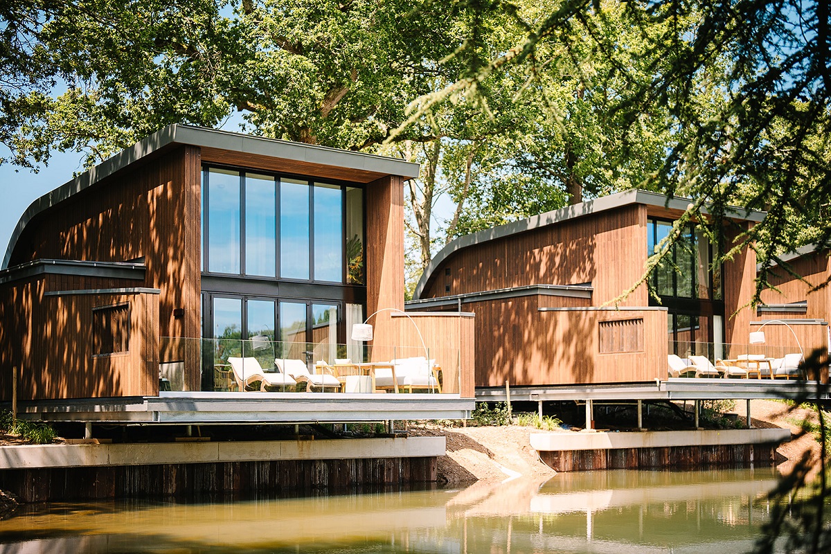 cabins overlooking the water at The Reeds