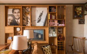 Shelved wall unit at the Brach Madrid hotel