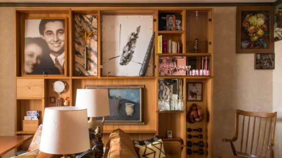 Shelved wall unit at the Brach Madrid hotel