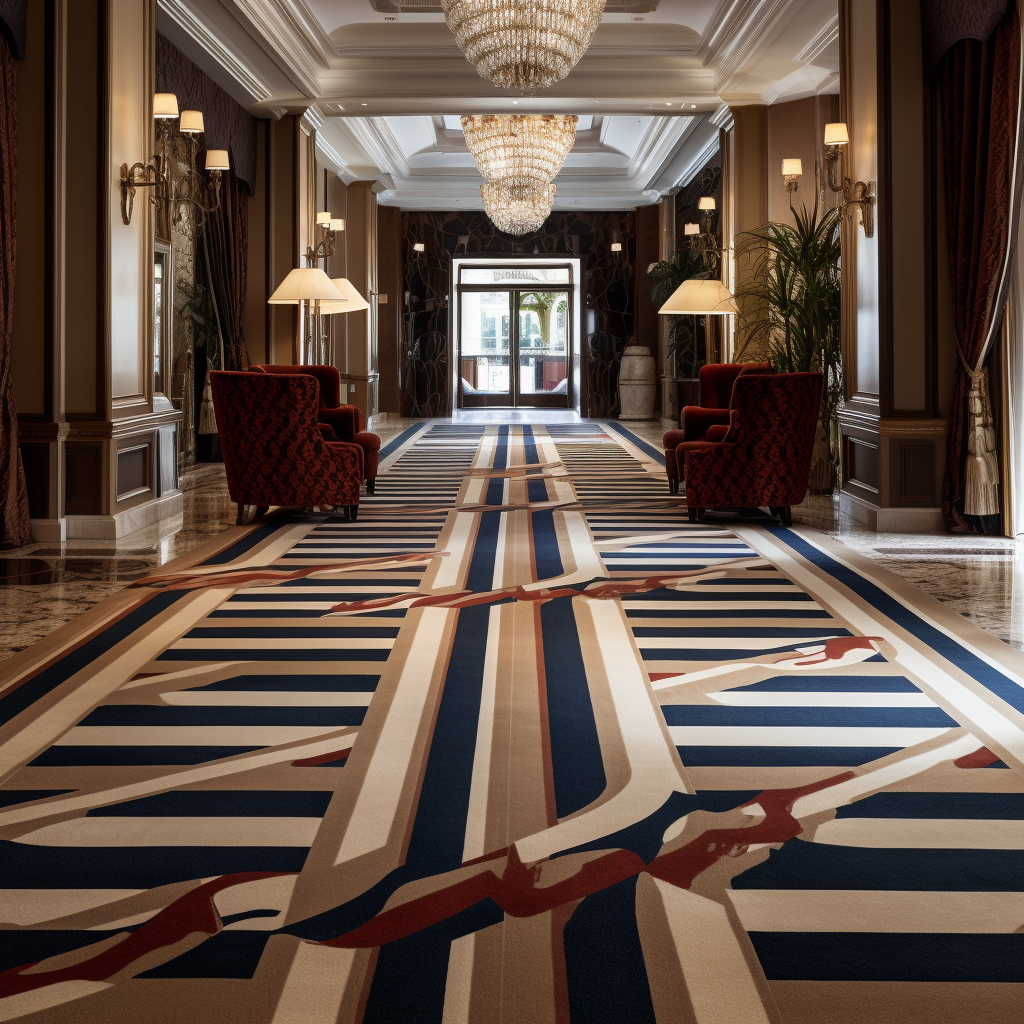 bespoke LCS carpet in geometric design of brown and beige stripes