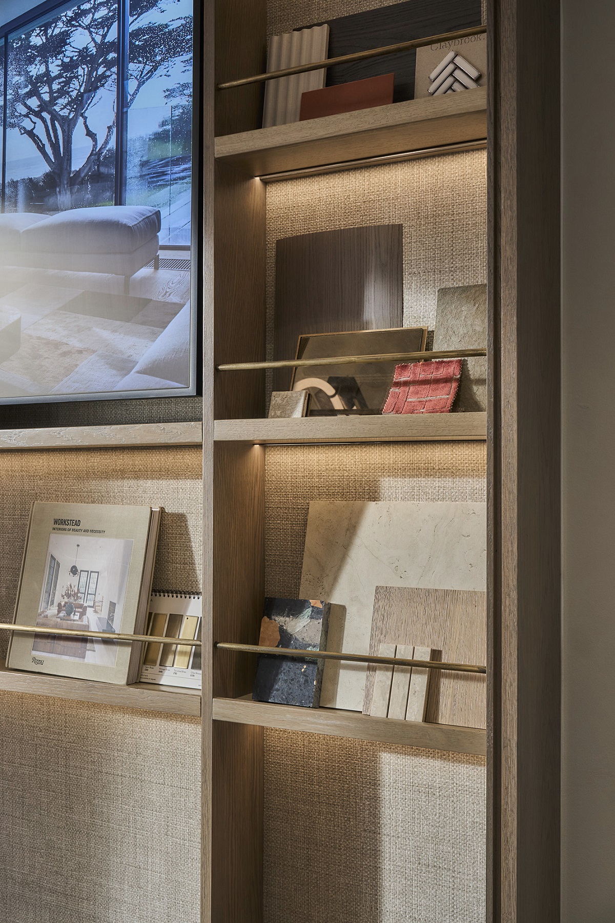 studio shelving for materials and samples