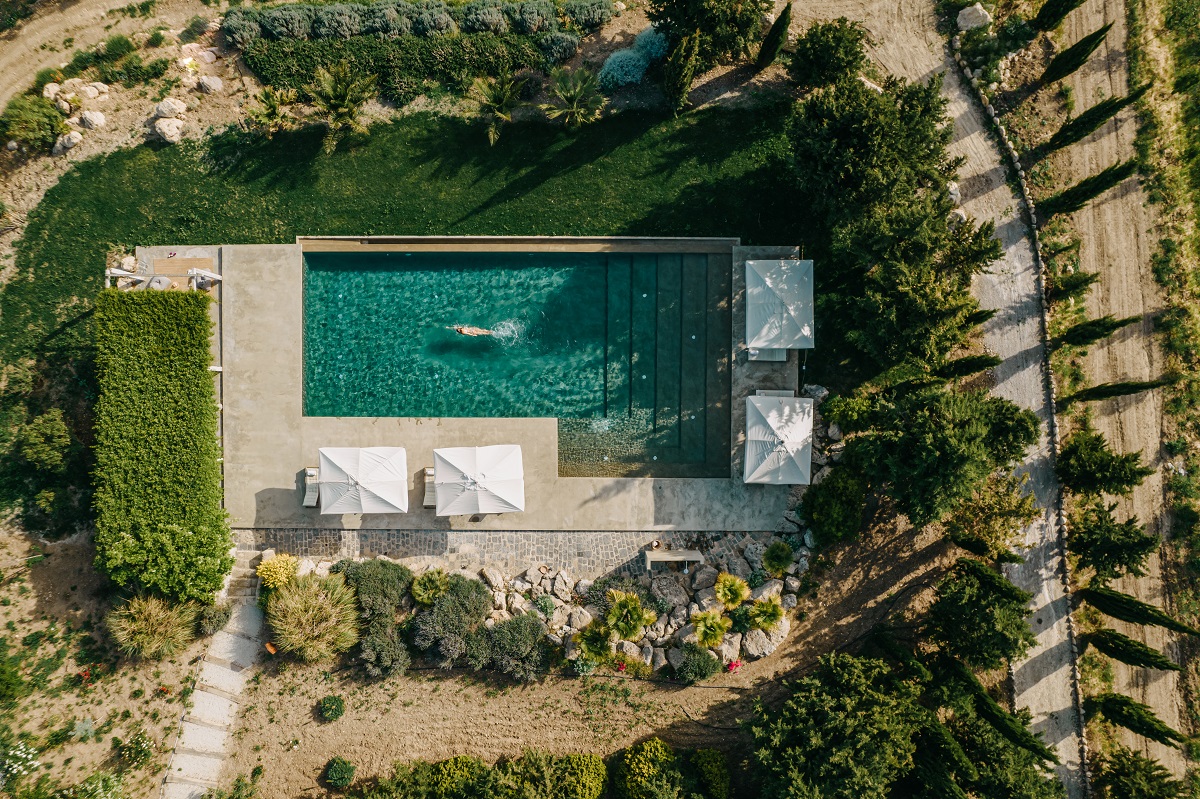 aerial view of swimming pool in Sicily boutique hotel Susafa