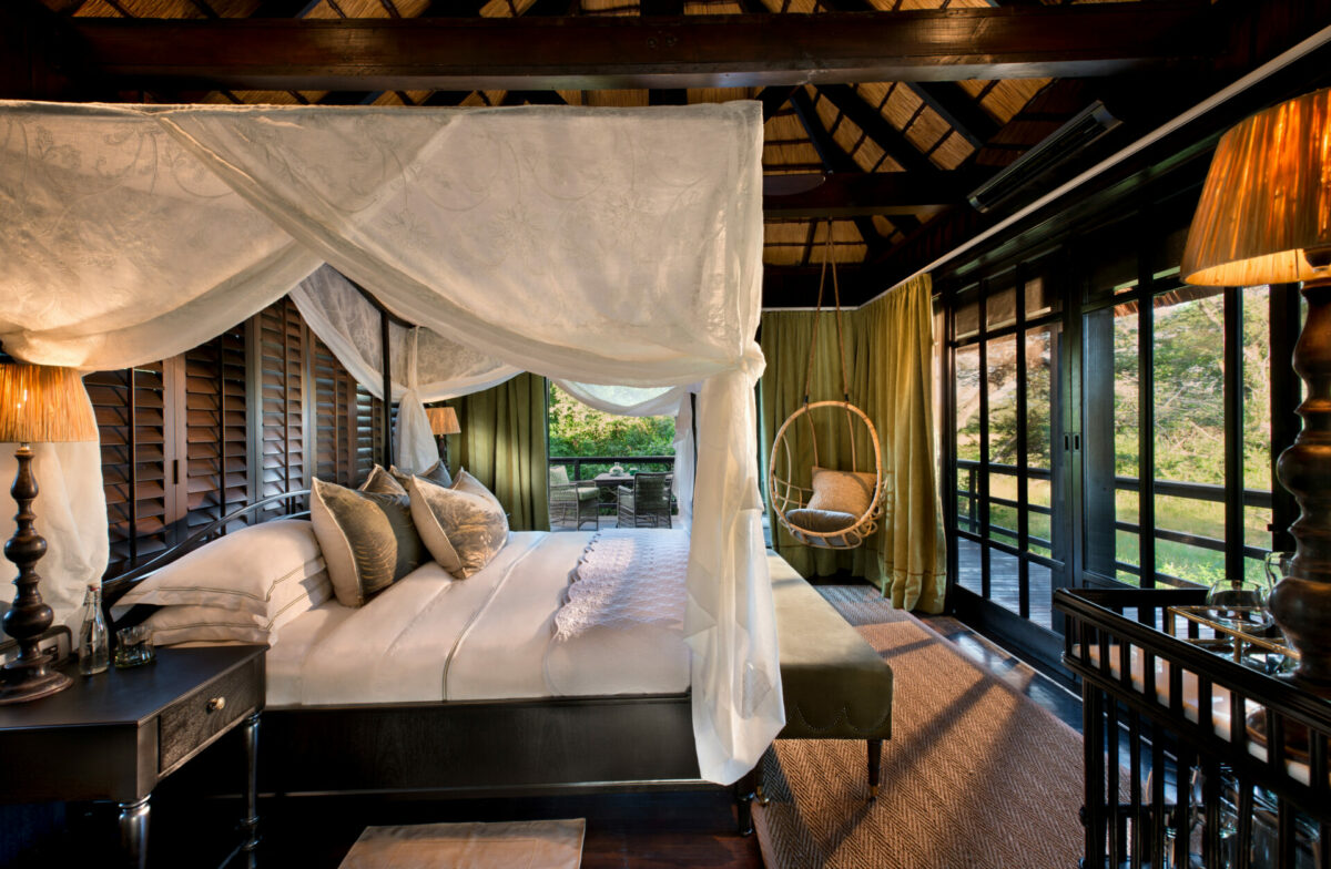 Guest bedroom in sustainable hotel - andBeyond Phinda Vlei