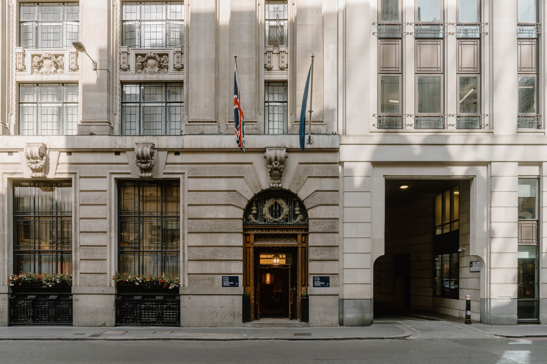 Beaux-Arts-style frontage of the Gracechurch Street Hotel by Club Quarters in London
