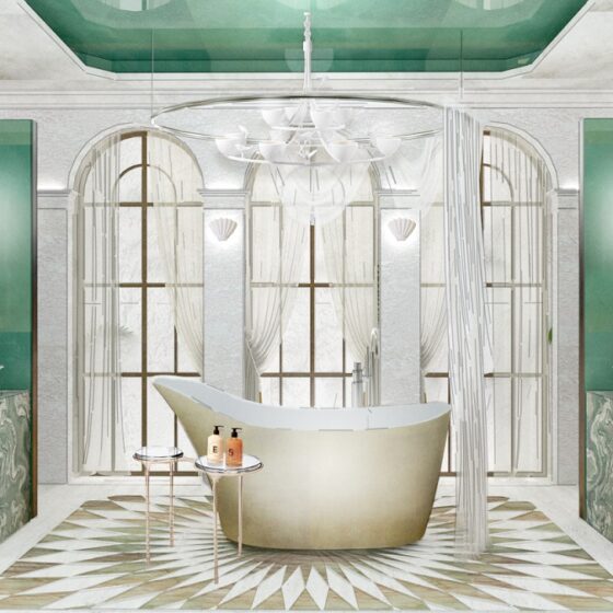 Render of bathroom for WOW!house 2025 by 1508 London x House of Rohl