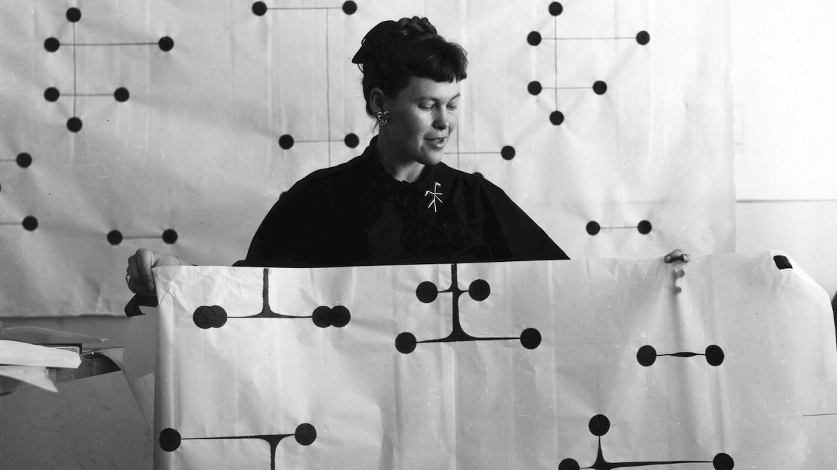 Ray Eames with Dot textile design