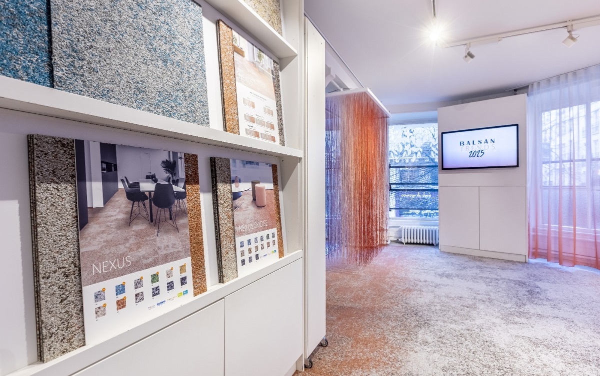 Balsan showroom with graded colour of Nexus carpet on the floor