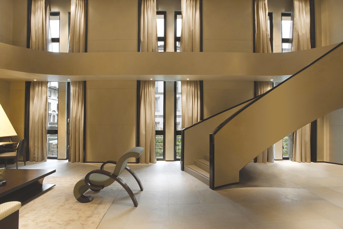 double volume minimal design in Armani signature suite in Armani Hotel Milano