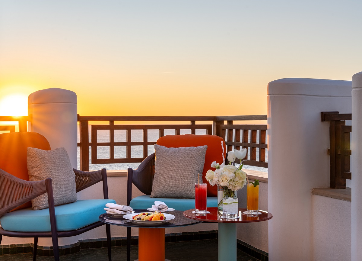 sunset on private terrace