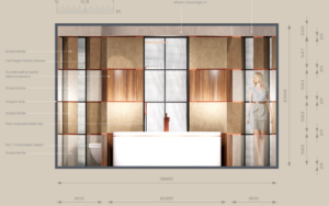 cad sketch of bathroom design, winner of AXOR bathroom design competition