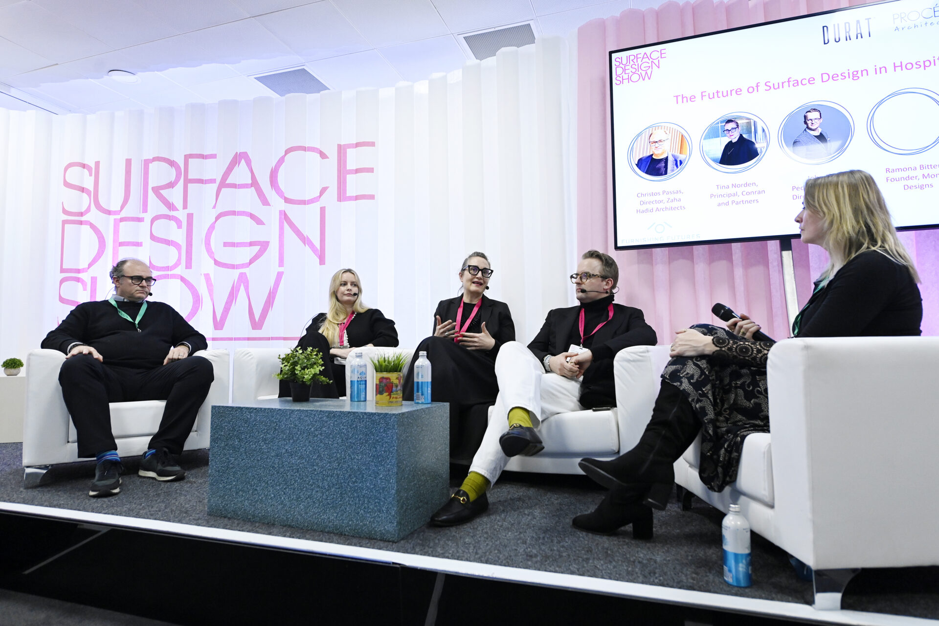 5 panellists on stage at Surface Design Show 2025