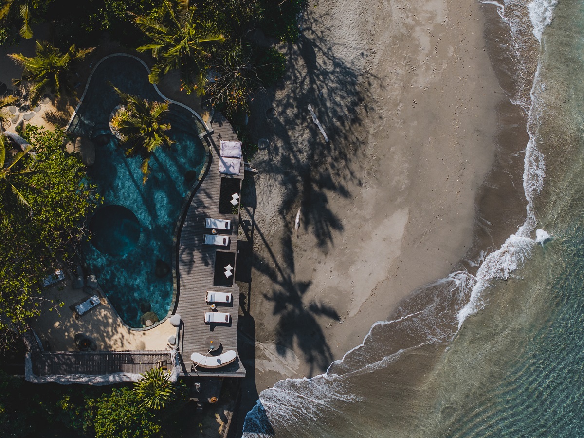 aerial view of beach and resort The SEED Bali