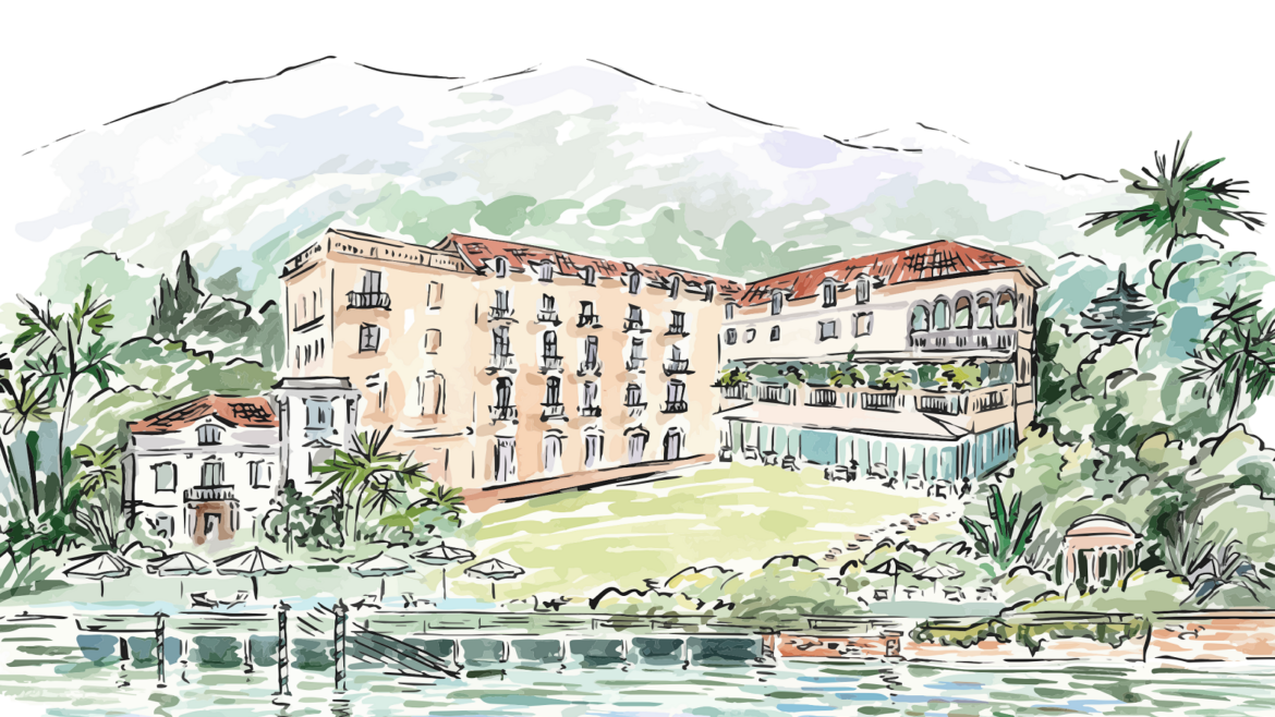 artists drawing of planned Raffles Hotels & Resorts for Lake Como