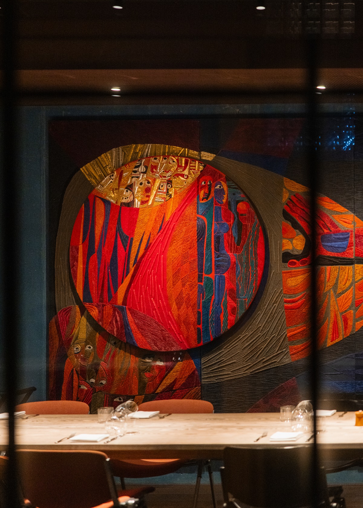 dark and colourful dining room detail