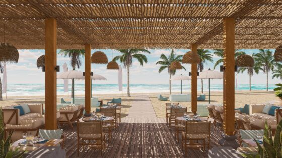 Paradisus by Meliá render of Paradisus Bali KANNA Beach Restaurant indoor outdoor space