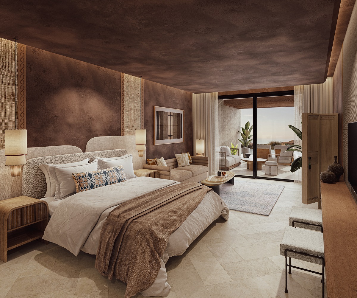 natural colours, textures and materials in guestroom design