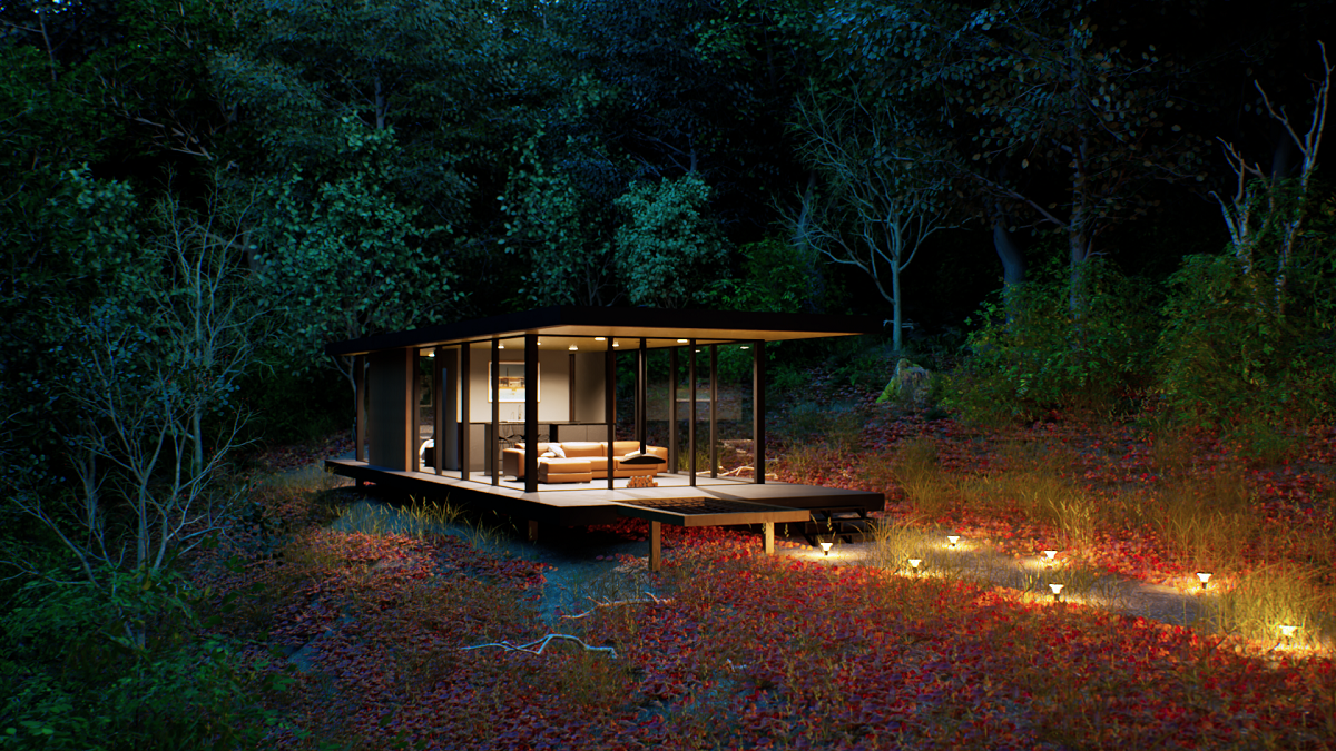 private bungalows, featuring expansive glass walls in VAYHAUS Ellijay