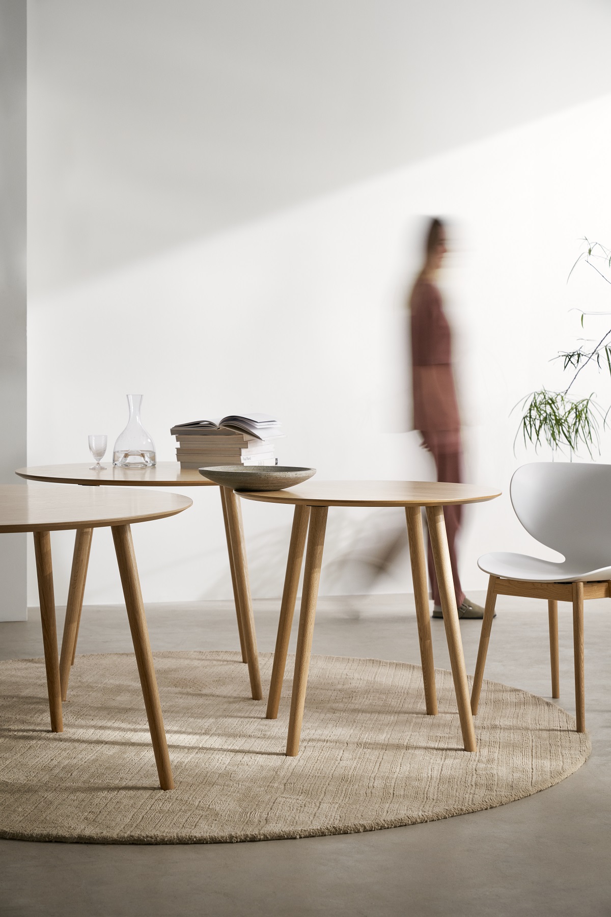 3 wooden Bornholm tables in light wood