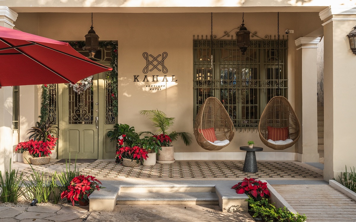 front facade Kahal hotel Merida Mexico