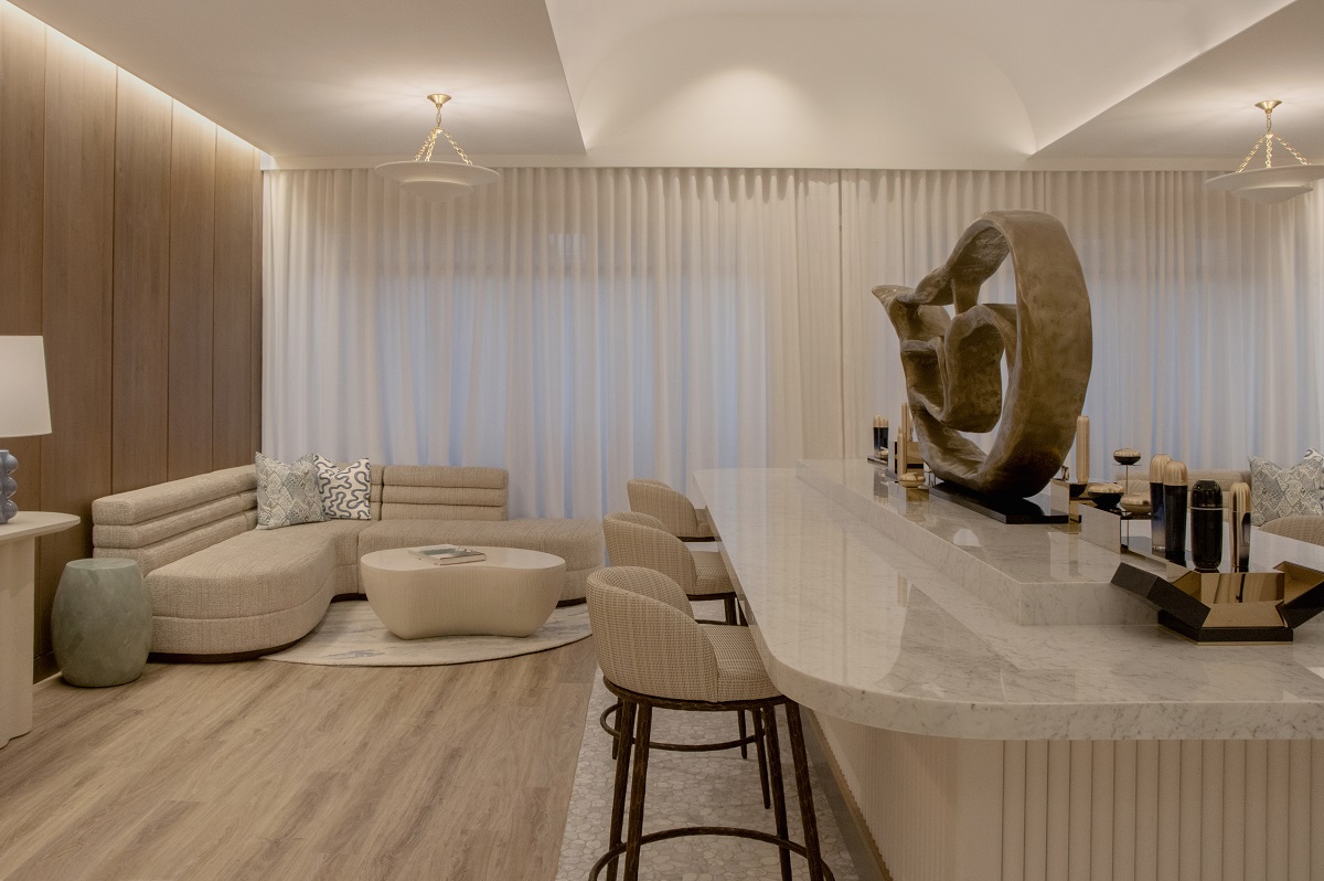 low lighting and natural surfaces in the hotel spa