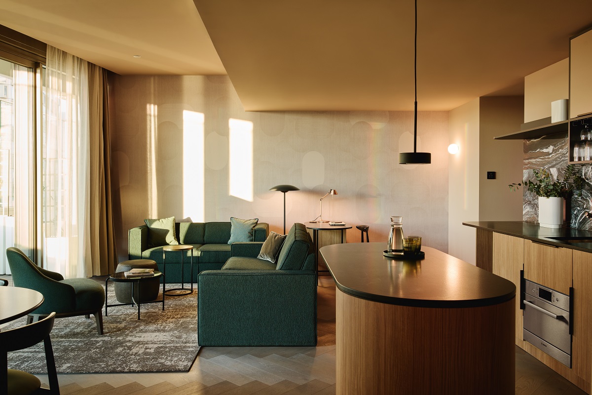 lounge and kitchen area in aparthotel A by Adina Vienna