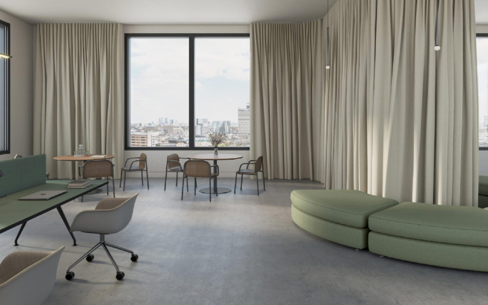 floor to ceiling windows with curtains in sheer fabric from Sekers