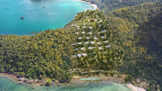 drone image of resort Koh Phangan island in Thailand