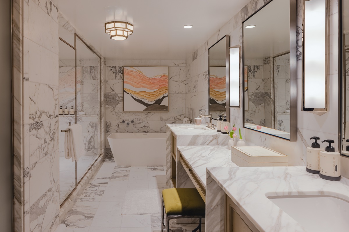 marble covered bathroom in Regent Santa Monica Beach