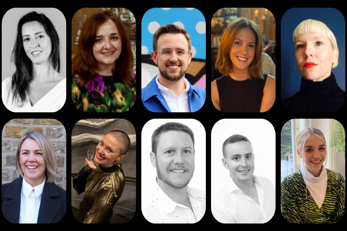 Head shots of 10 panellists in bespoke design talk