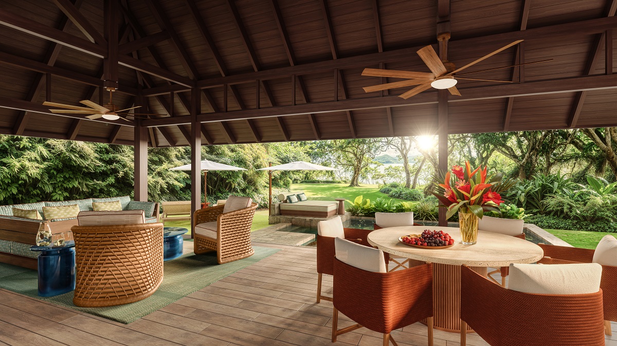 render of outdoor terrace Four Seasons Resort Mauritius at Anahita 