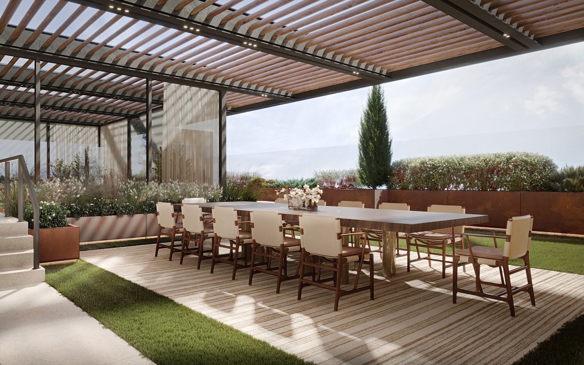 outdoor dining table on roof terrace at Four Seasons Philadelphia