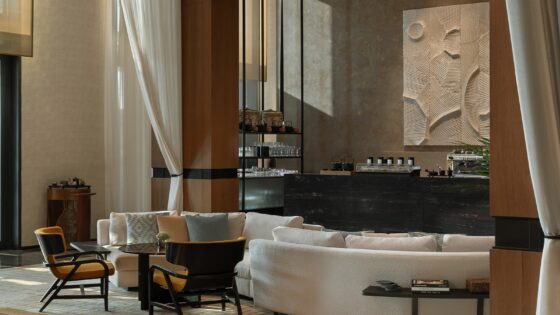 s-shaped sofa and textured surfaces in Banyan Tree by BLINK
