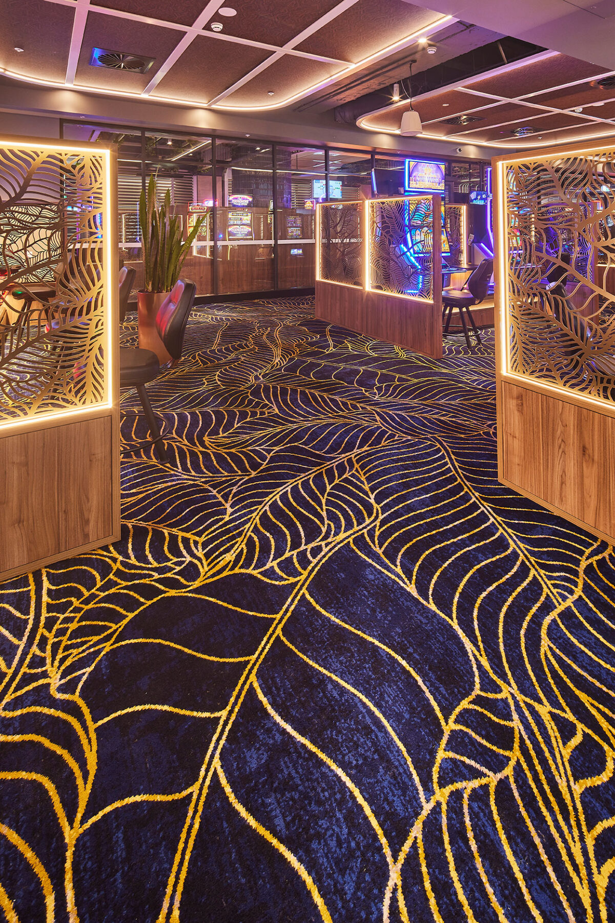 Bespoke Modieus flooring in blue and sandy tones, at the CCLC