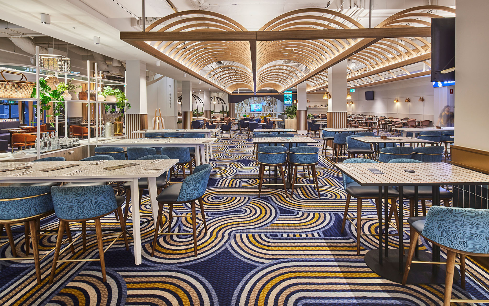 Bespoke Modieus flooring in blue and sandy tones, at the CCLC