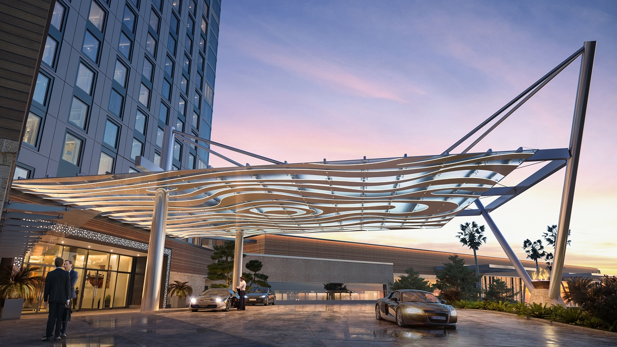 covered portico at hotel entrance
