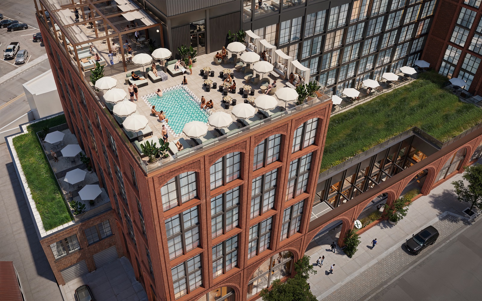 render of roof top view of The Hoxton Nashville