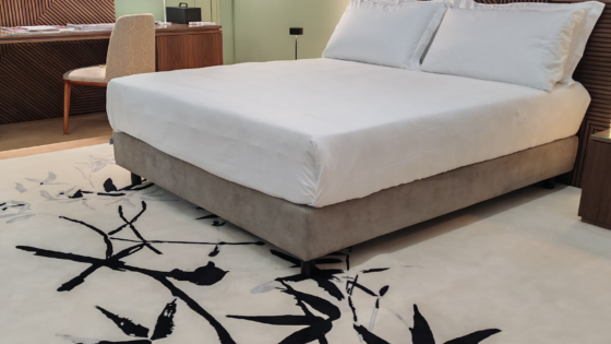 black and white bamboo design carpet from Luxury Carpet Studio in the Wellness Nostrum project