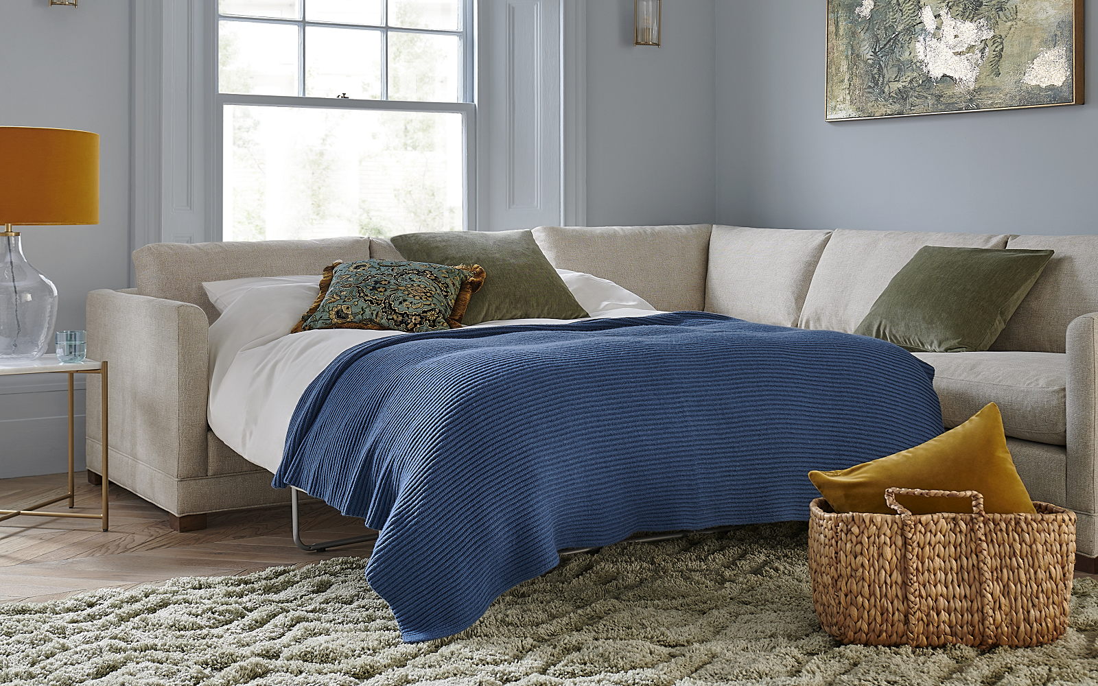 fold out sofa bed from sofa.com Aissa RHF 2.5 Seat Unit in Dover Norfolk Cotton