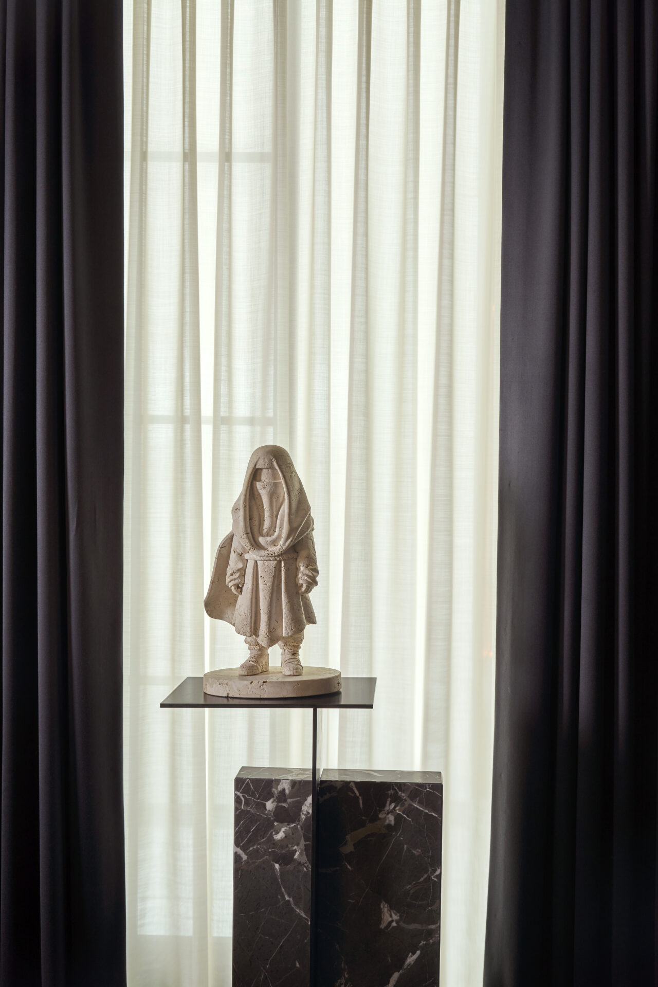 Stone statue in the Phillip Jeffries study at wowhouse 2025