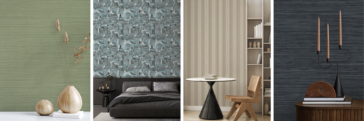 four images of room sets with new 2025 collection from Newmor
