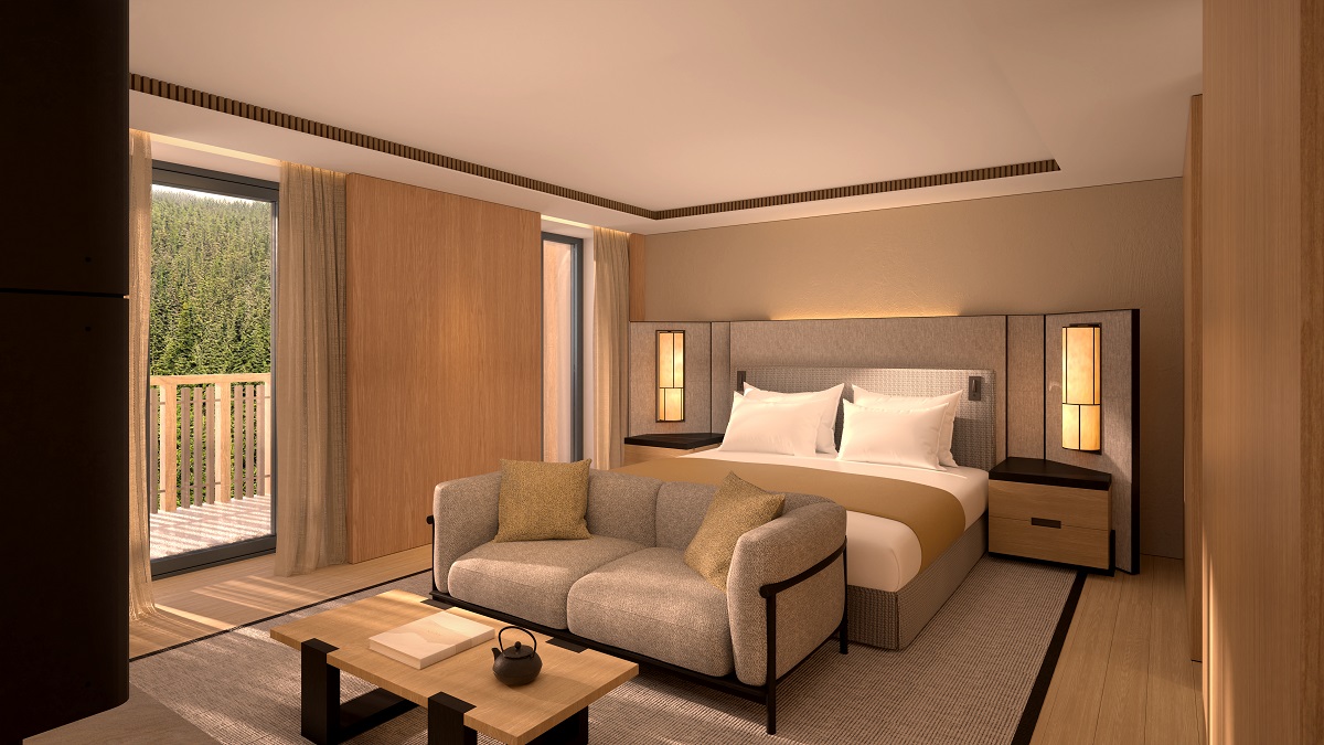 render of guestroom in Aman Rosa alpina