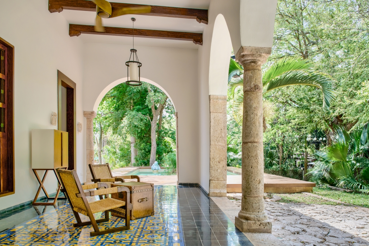 Covered outdoor seating area at Chable Yucatan, Chochola, Mexico, from The Leading Hotels of the World new book