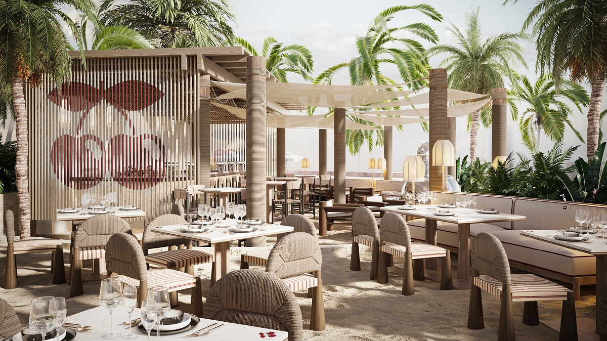 beach restaurant and outdoor seating Destino Five Ibiza Hotel_Elia 1