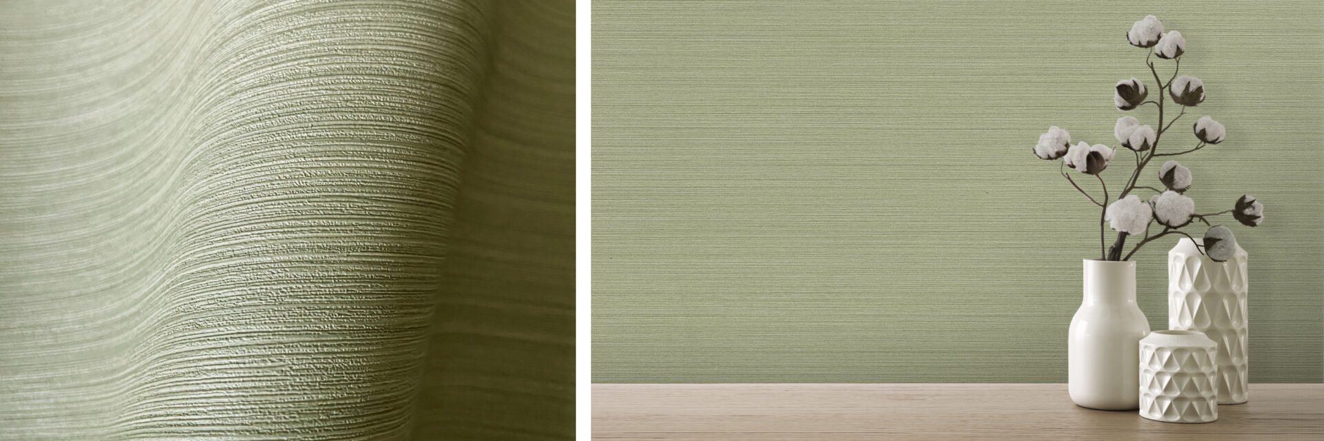 sample detail and vignette with Eri silk wallcovering