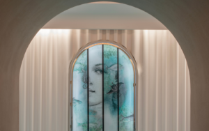 Lit archway in the spa of Le Negresco_Nice, France. Part of the pool