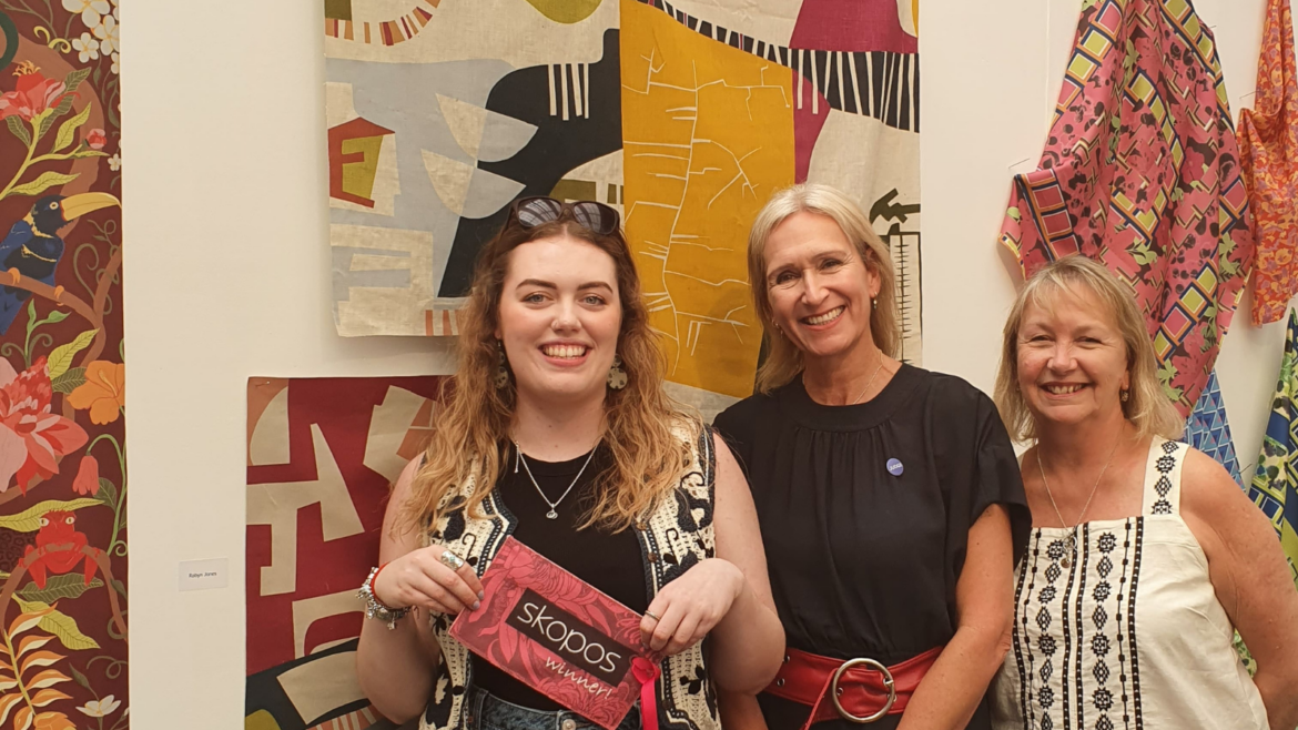 Skopos personnel with Robyn Jones, textile designer and winner of New Designs 2024 award