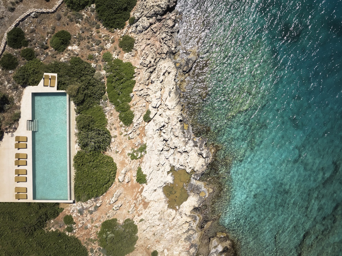 aerial view of shoreline , sea and pool at JW Marriott Crete Resort & Spa