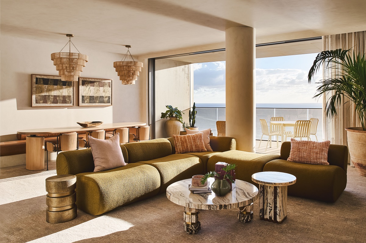 seating and dining space in guest suite Mondrian gold Coast